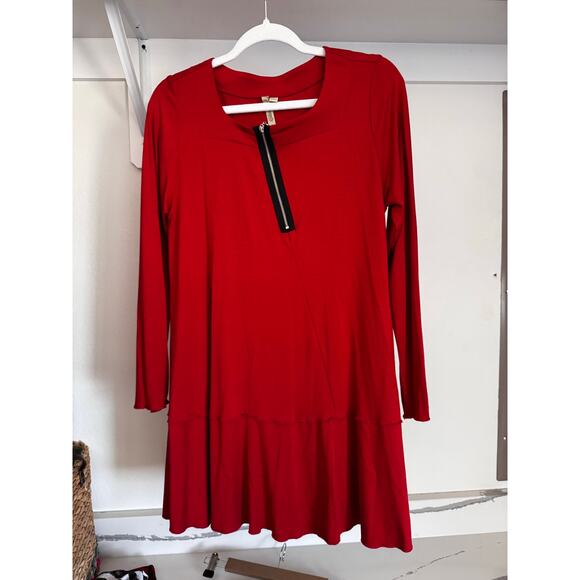 Comfy USA Women’s Tunic-Length Blouse Zipper Red Size Small - Picture 3 of 9